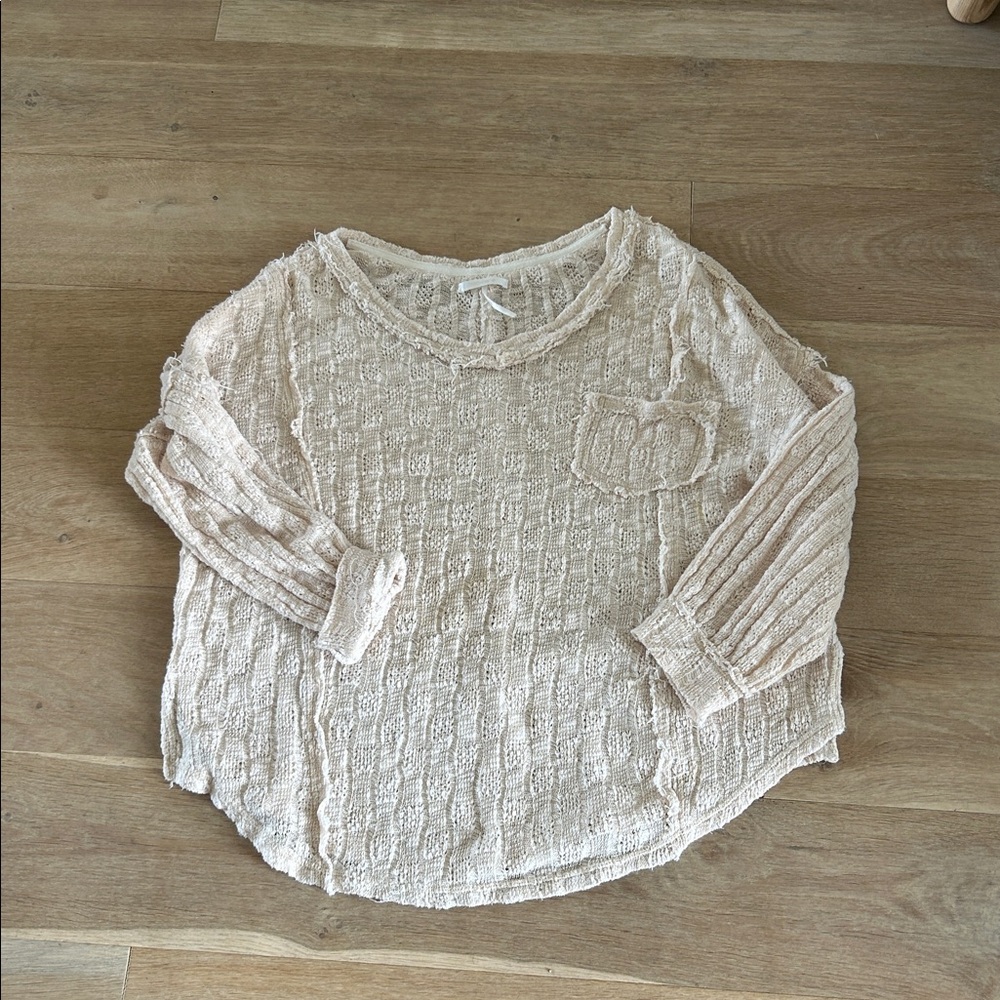 Light Cream Knit Long Sleeve Top